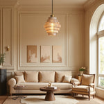 Lampada a sospensione in vetro a strisce vintage