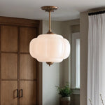 Lampada a sospensione vintage in vetro di latte