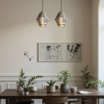 Lampada a sospensione in vetro a strisce vintage