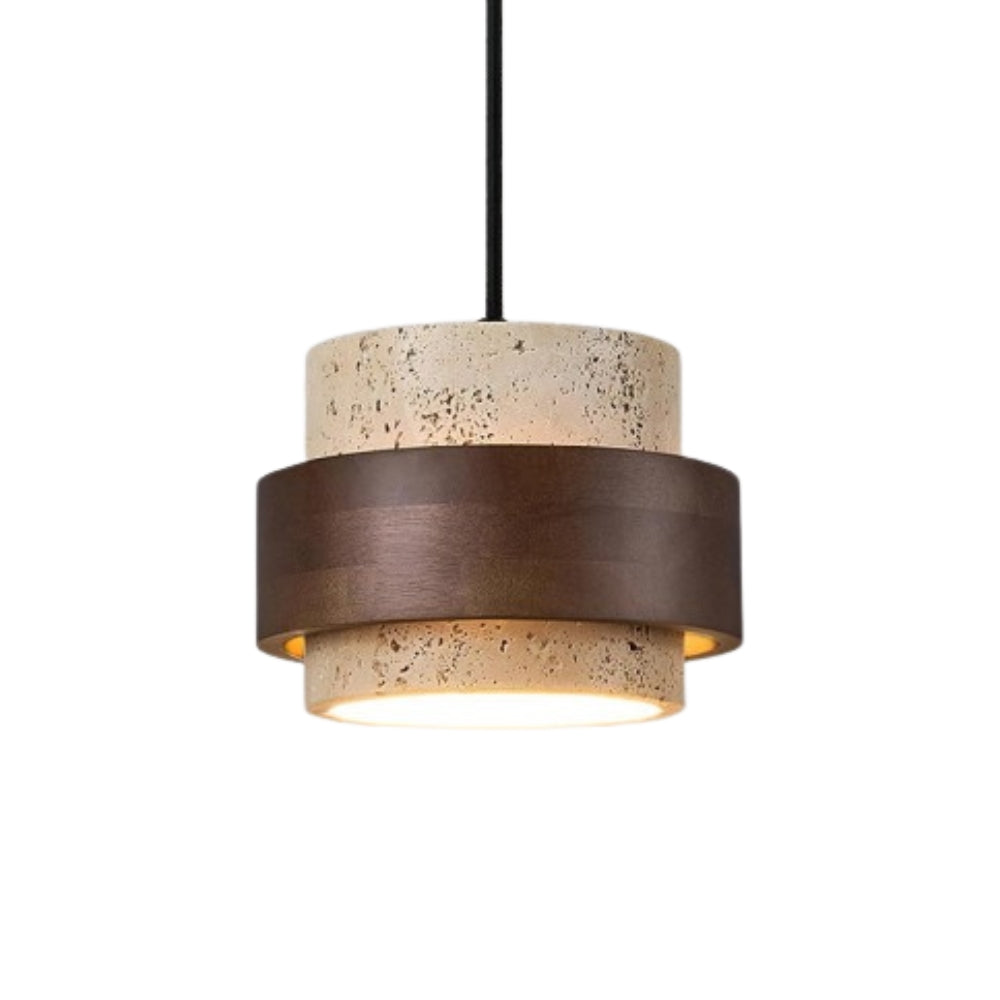 Lampada a sospensione moderna a cilindro in travertino