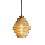 Lampada a sospensione in vetro a strisce vintage