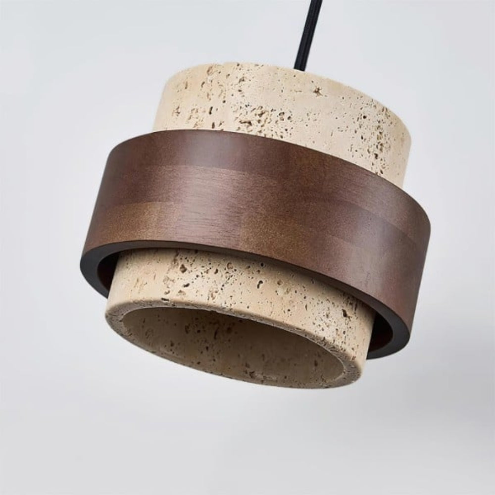 Lampada a sospensione moderna a cilindro in travertino
