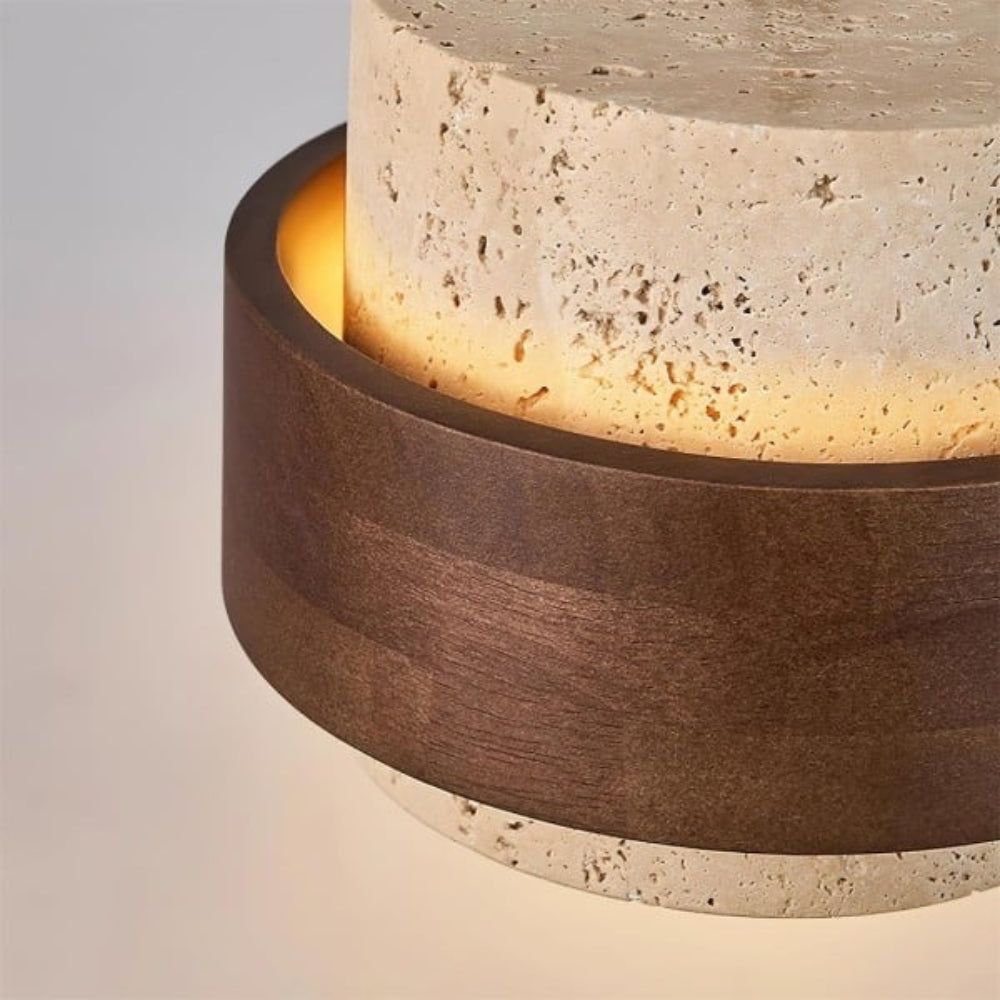 Lampada a sospensione moderna a cilindro in travertino