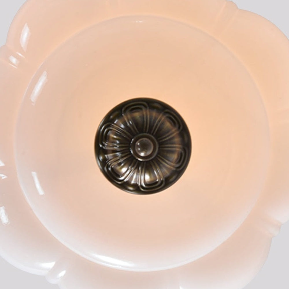 Lampada a sospensione vintage in vetro di latte