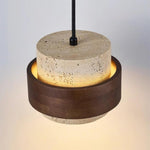 Lampada a sospensione moderna a cilindro in travertino